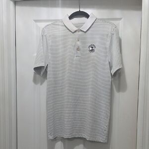 Nike Gray and White Striped Polo Shirt